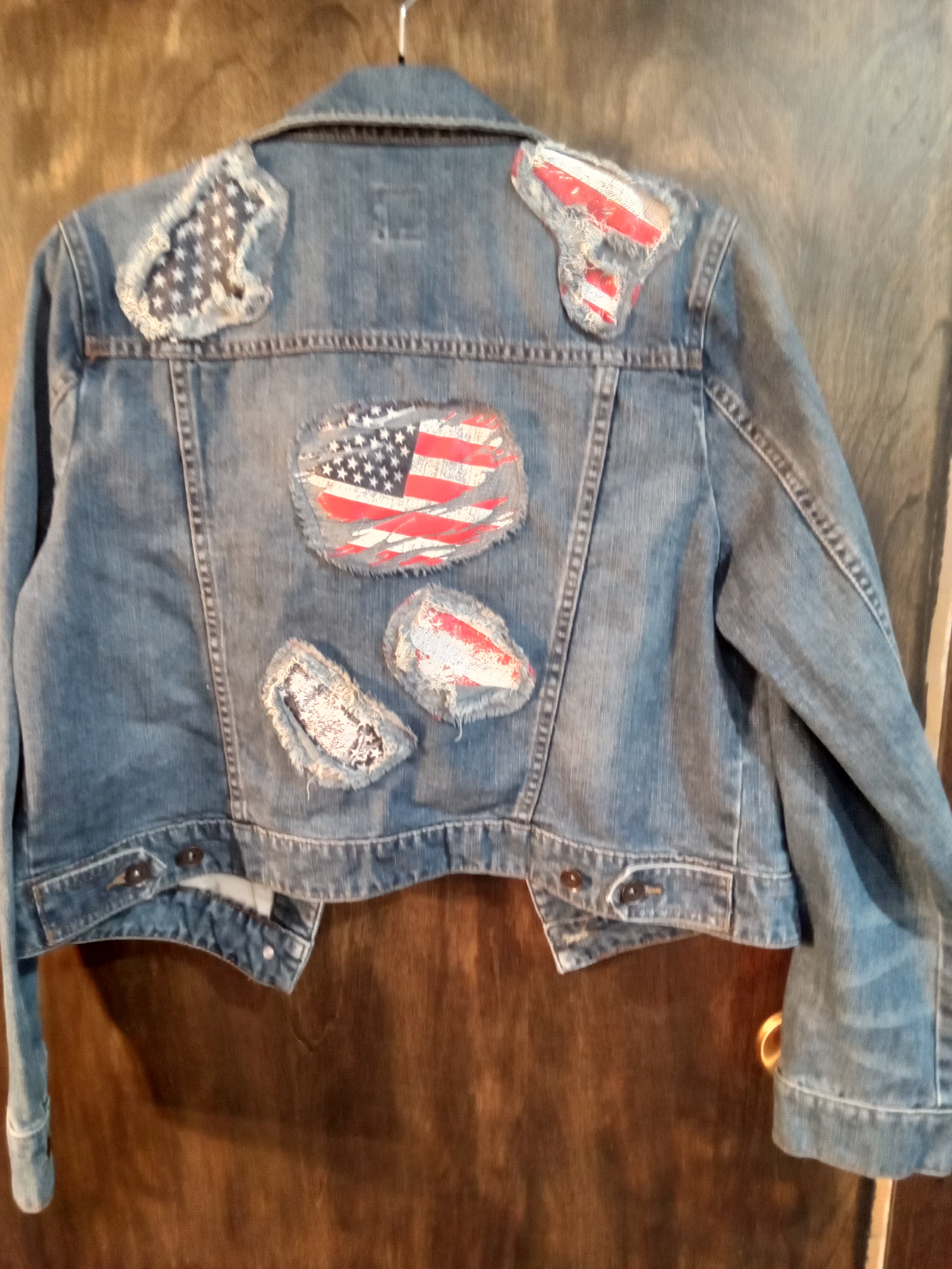 Patriotic Upcycled Jean Jacket