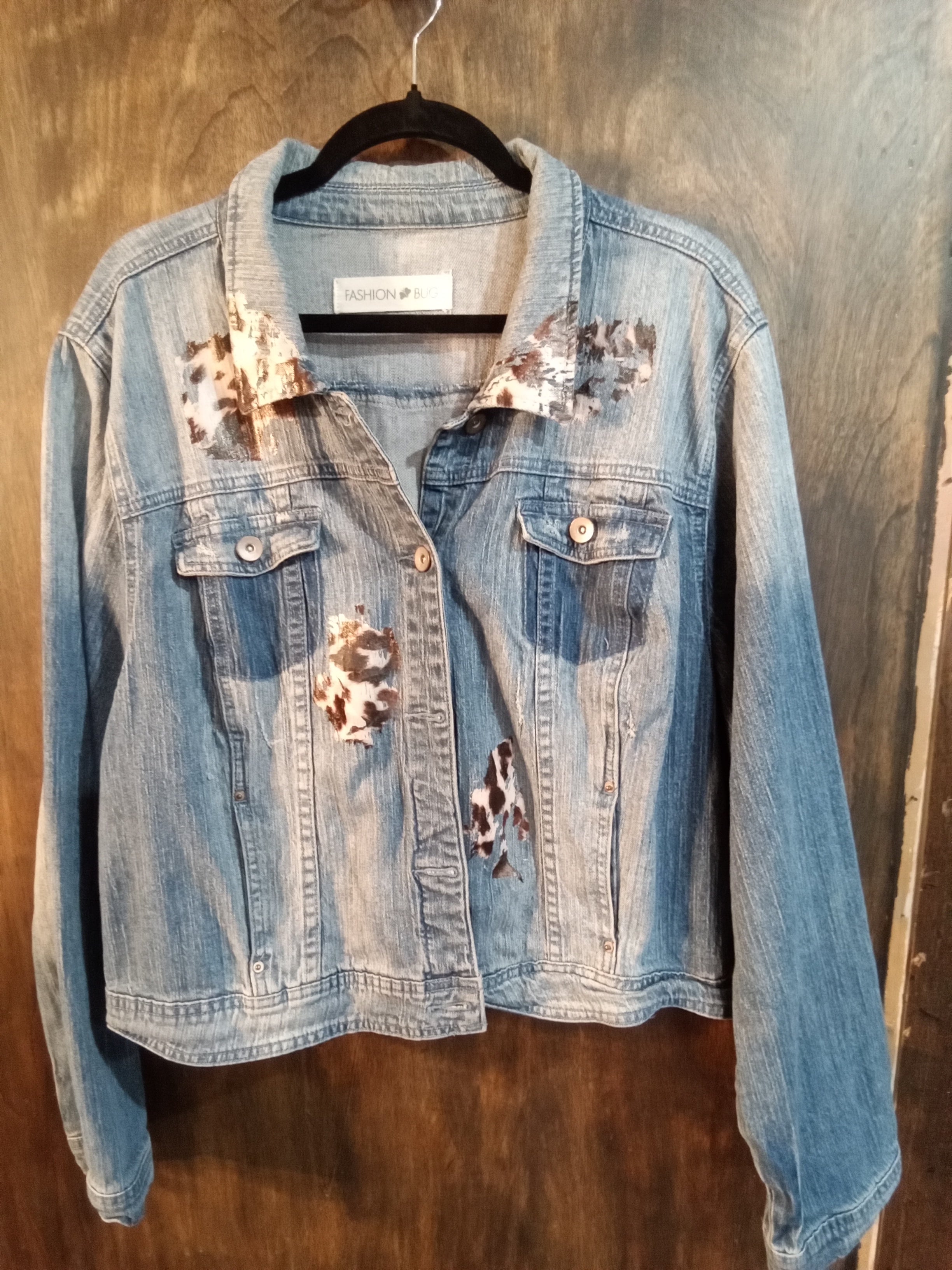 Cow Print Foiled Jean Jacket