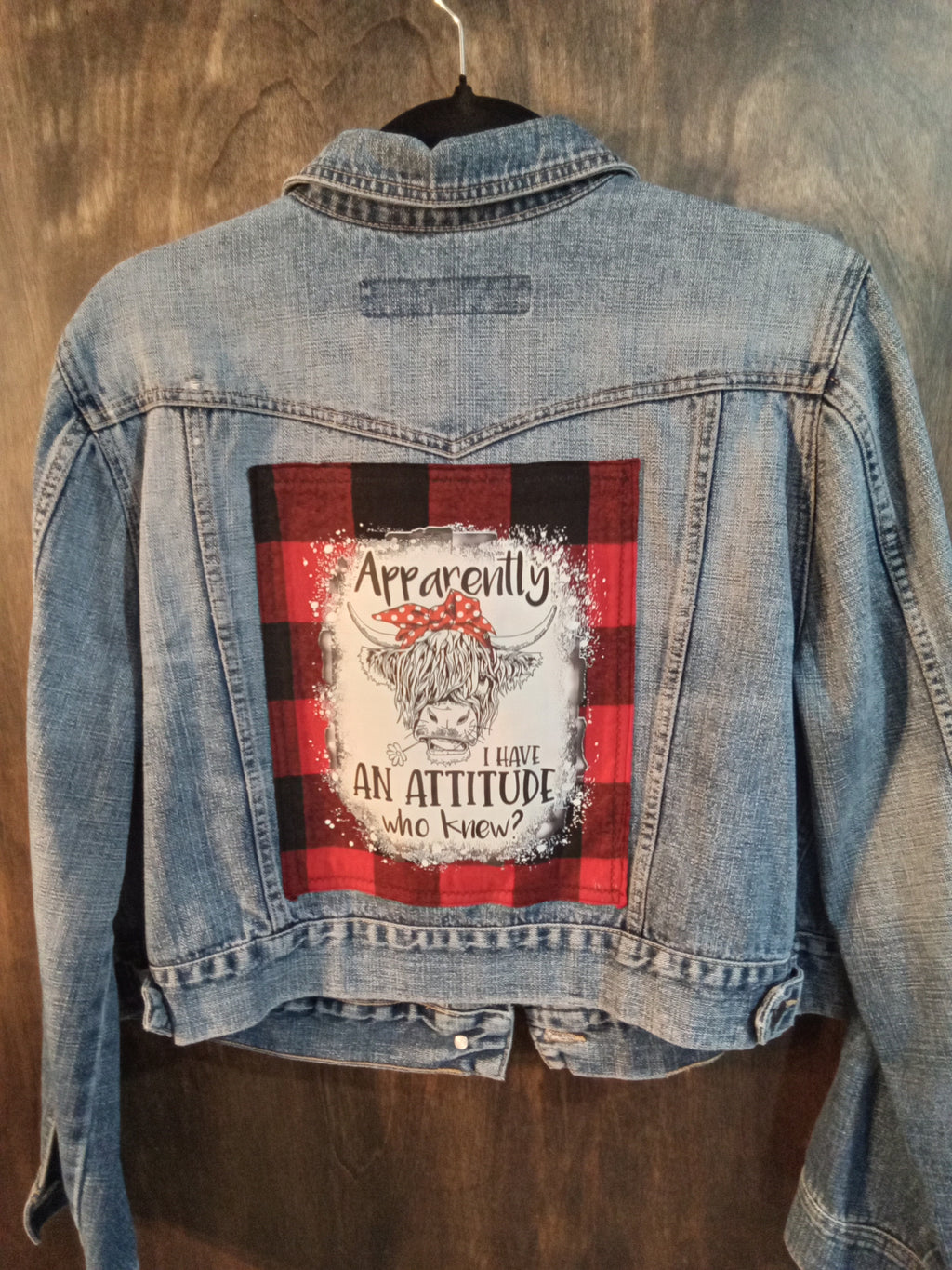 Red Plaid Flannel Jean Jacket