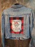 Red Plaid Flannel Jean Jacket