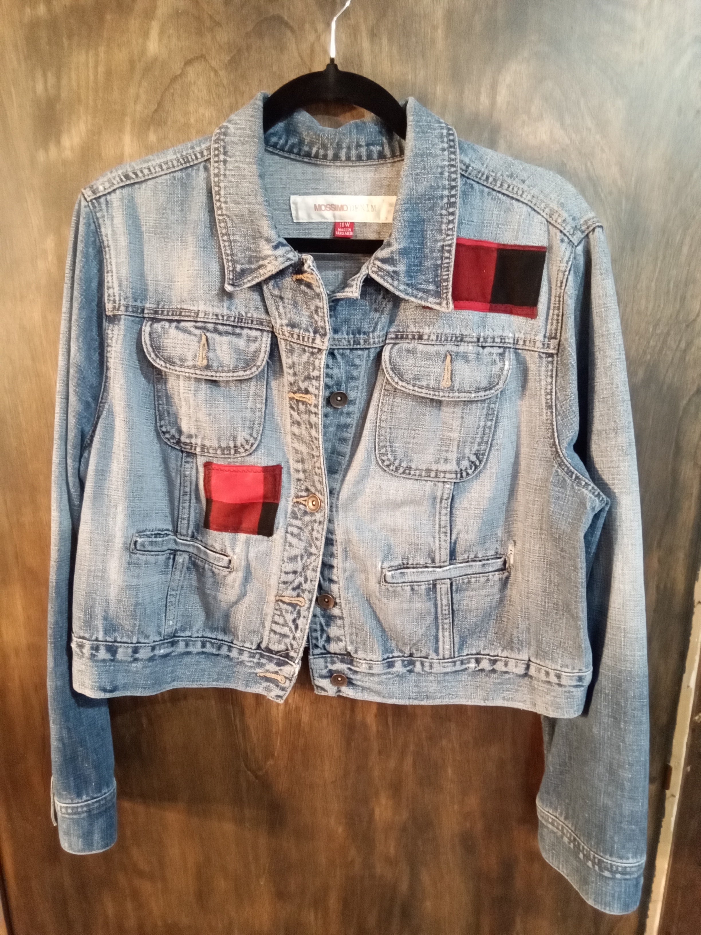 Red Plaid Flannel Jean Jacket