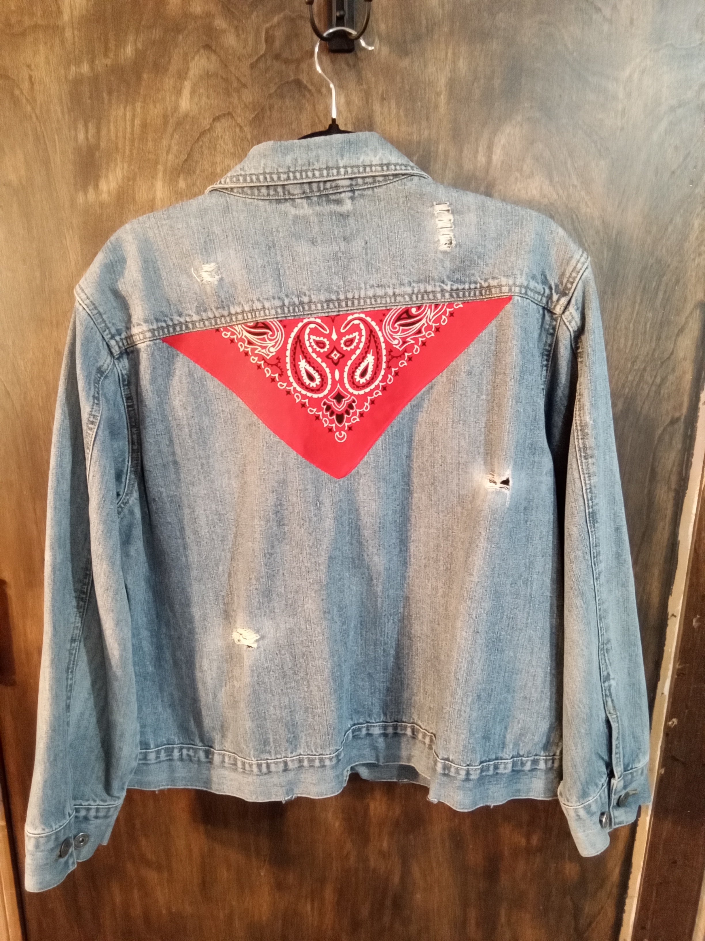 Bandana Distressed Jean Jacket