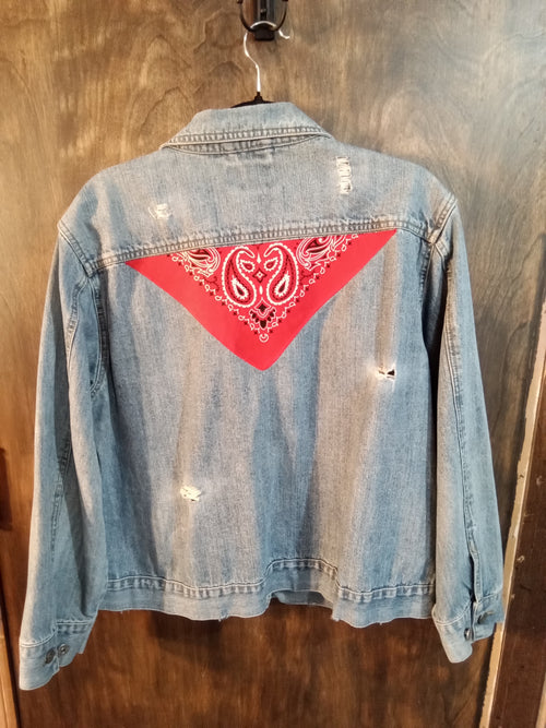 Bandana Distressed Jean Jacket