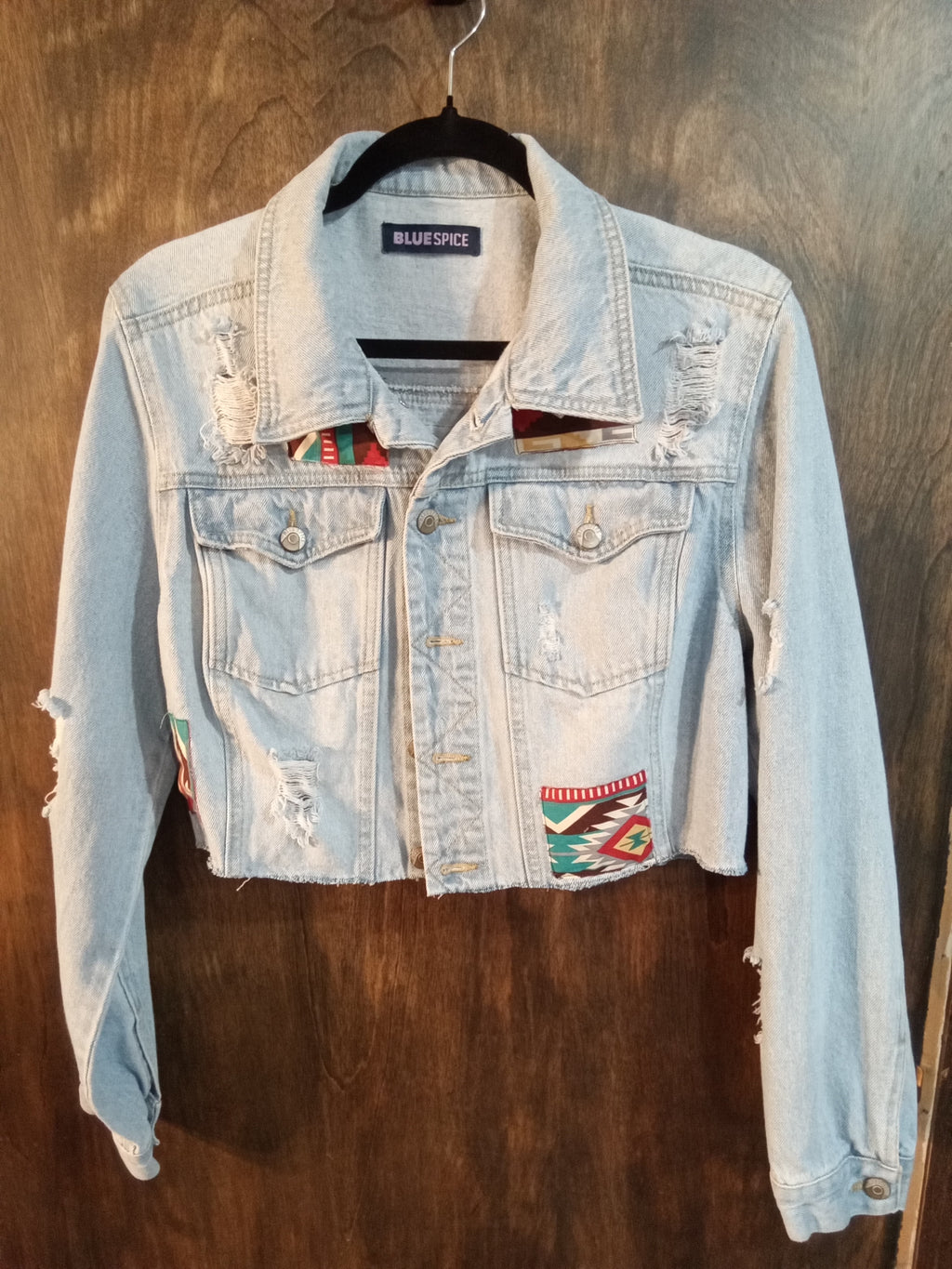 Cropped Distressed Jean Jacket