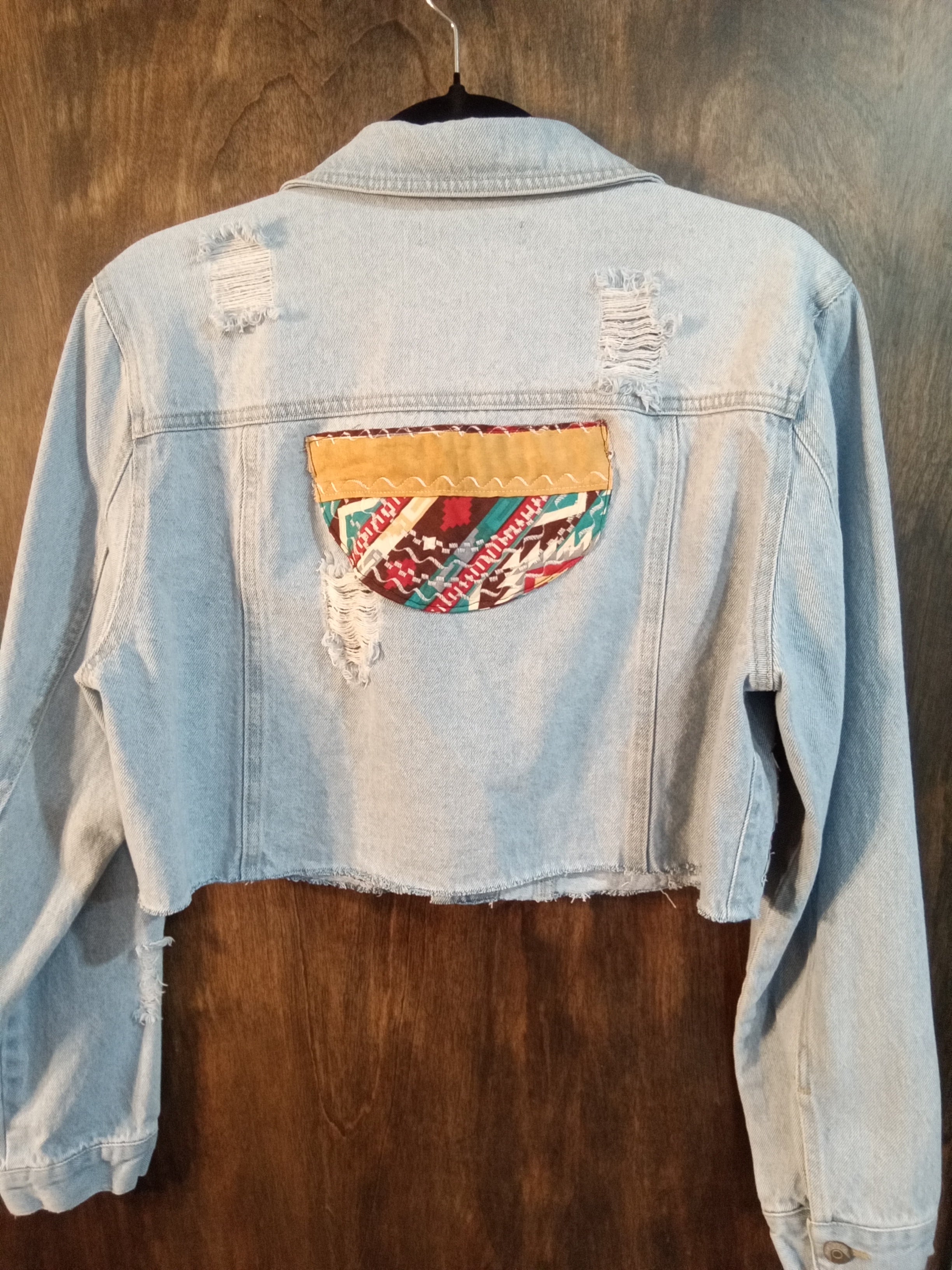 Cropped Distressed Jean Jacket