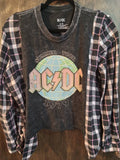Cropped AC/DC T-shirt Flannel Combo