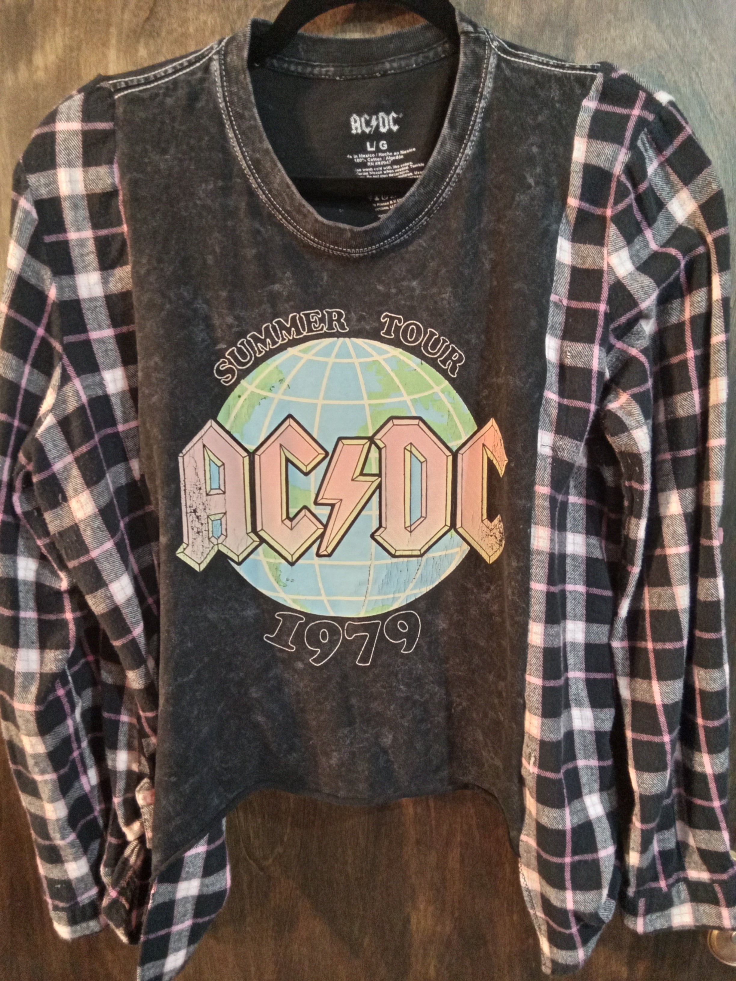 Cropped AC/DC T-shirt Flannel Combo